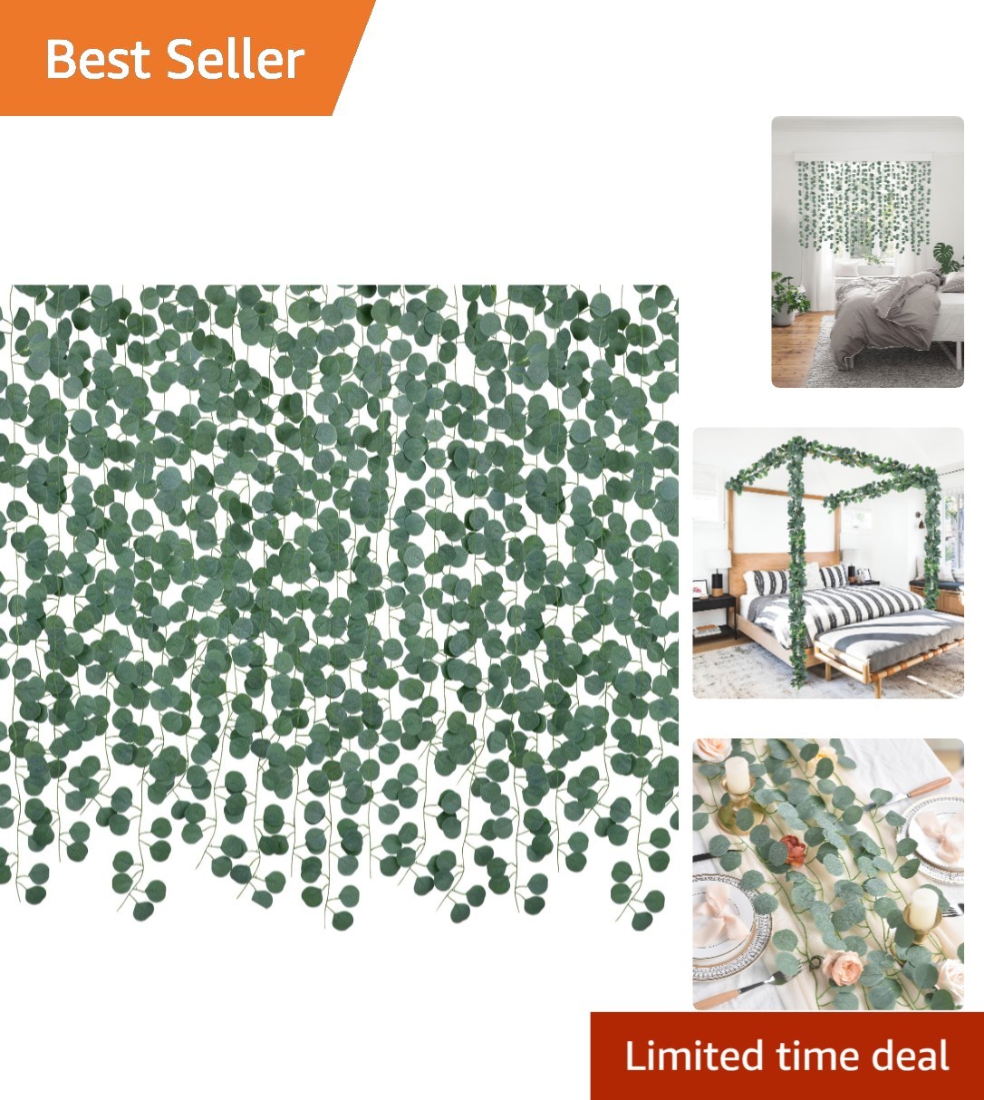 Artificial Eucalyptus Garland 86 Feet for Home Office Wedding Decor