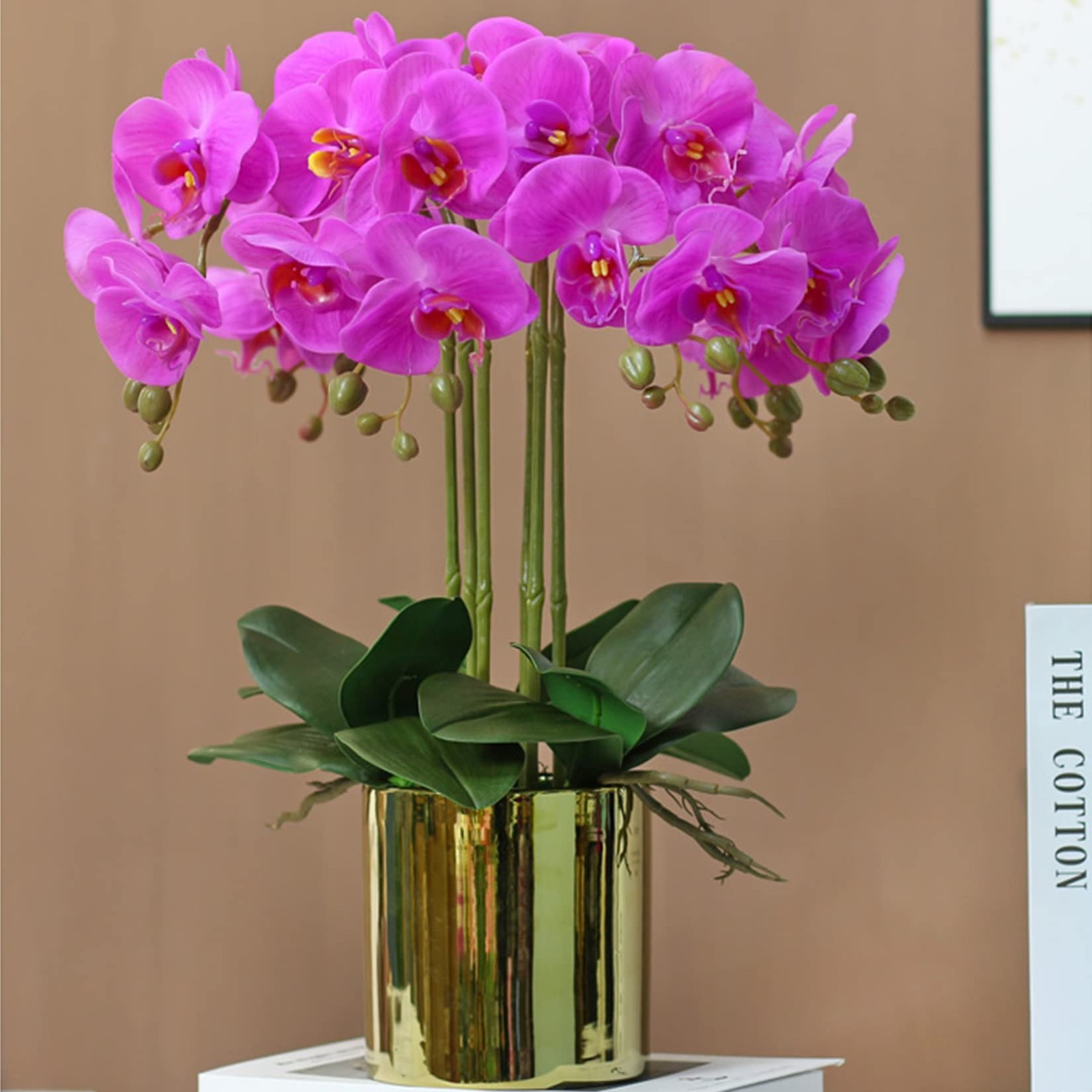 9 Heads Artificial Phalaenopsis Flowers 4 Pcs Artificial Orchid Flowers 42 in…