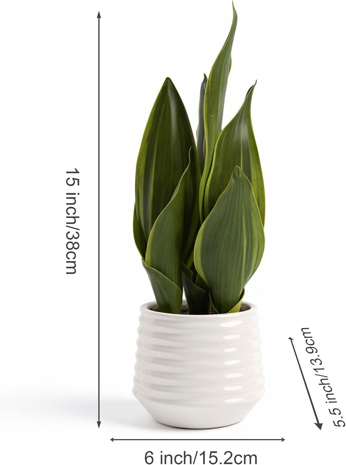 15″ Artificial Snake Plant – Perfect Faux Indoor Decor & Housewarming Gift