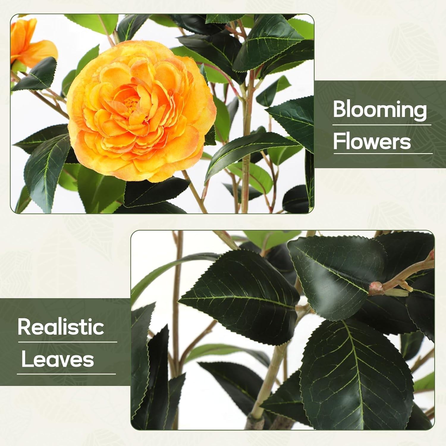 4FT Artificial Camellia Tree w/Blooming Flowers Faux Plants Office Door Decor