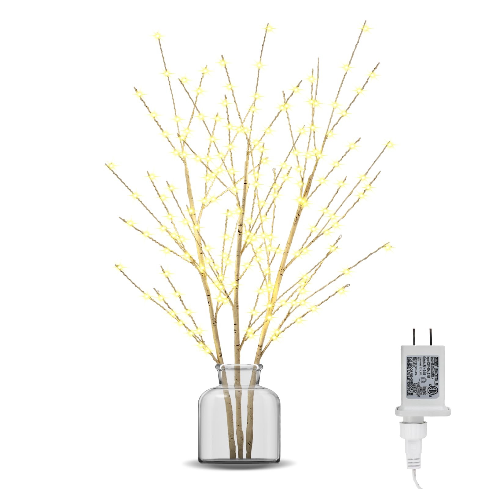 Lighted Birch Branches Plug in with Timer 33IN 180 LED Lights, Twinkling Ligh…