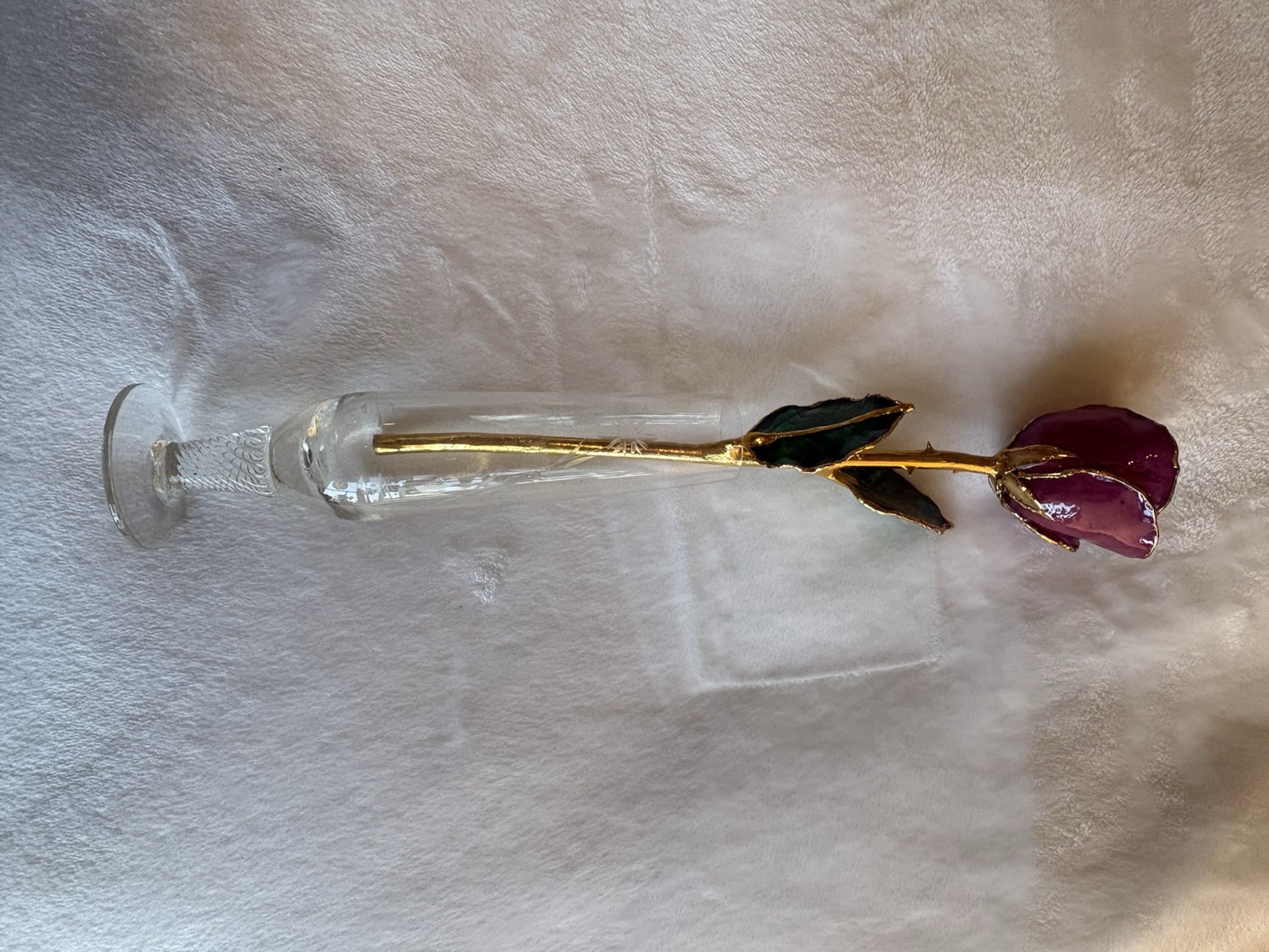 Sharbuno Jewelers 24K Gold Dipped Purple Rose w/Box