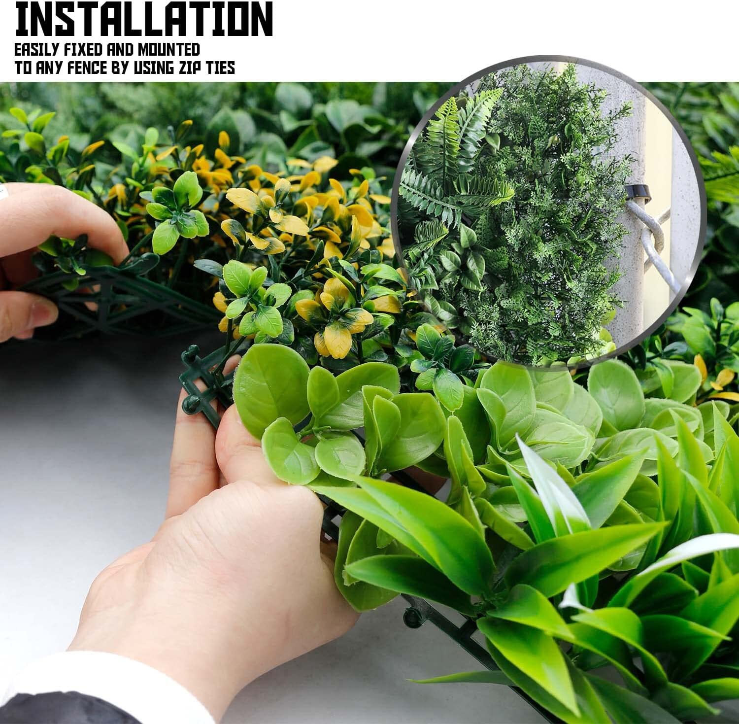 20″x20″ Artificial Faux #8 3D Mixed Panel Leaf Privacy Fence Screen Decor Hedge