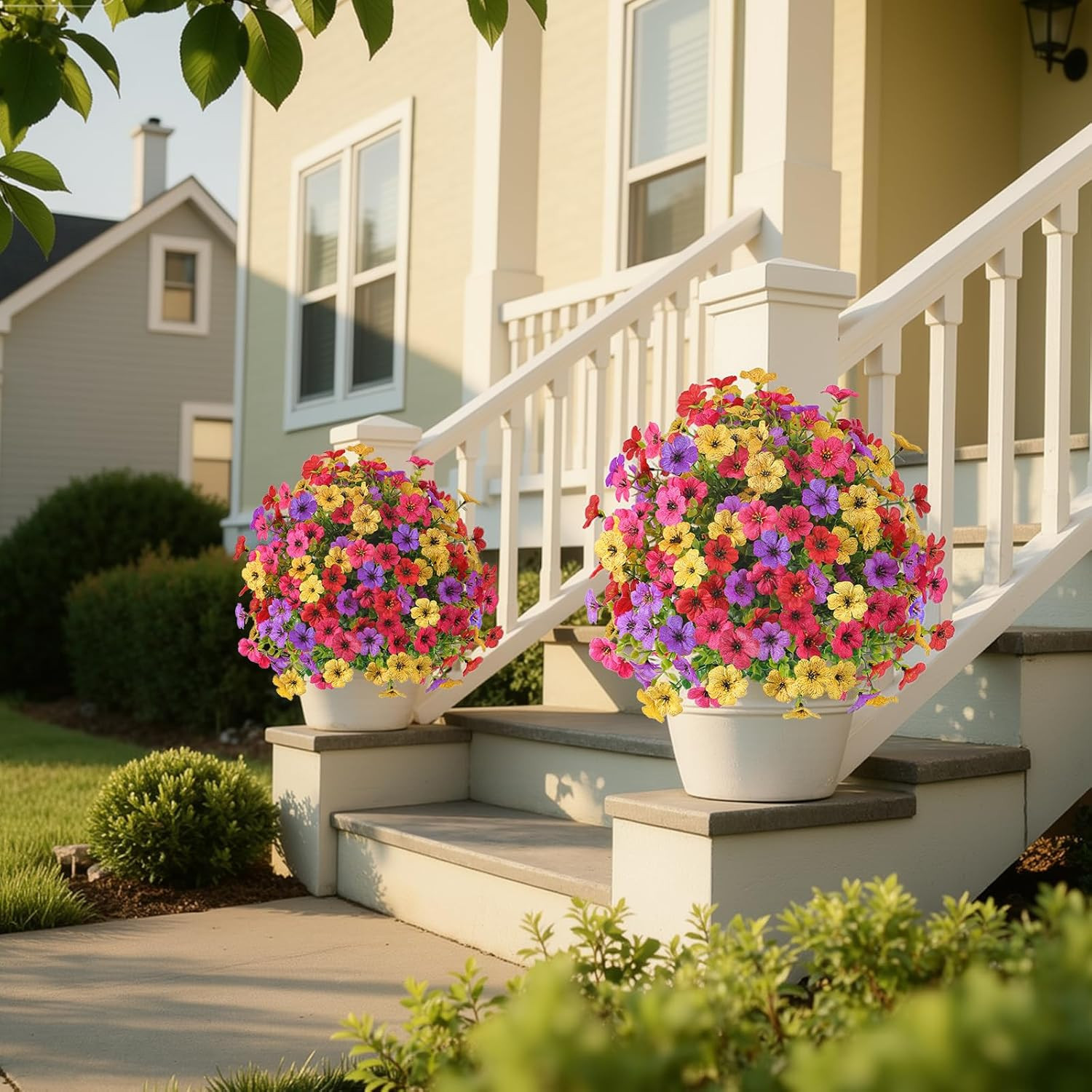 Alupssuc 2Pcs 20″ Artificial Topiary Ball Flowers for Outdoors Planters, Spring