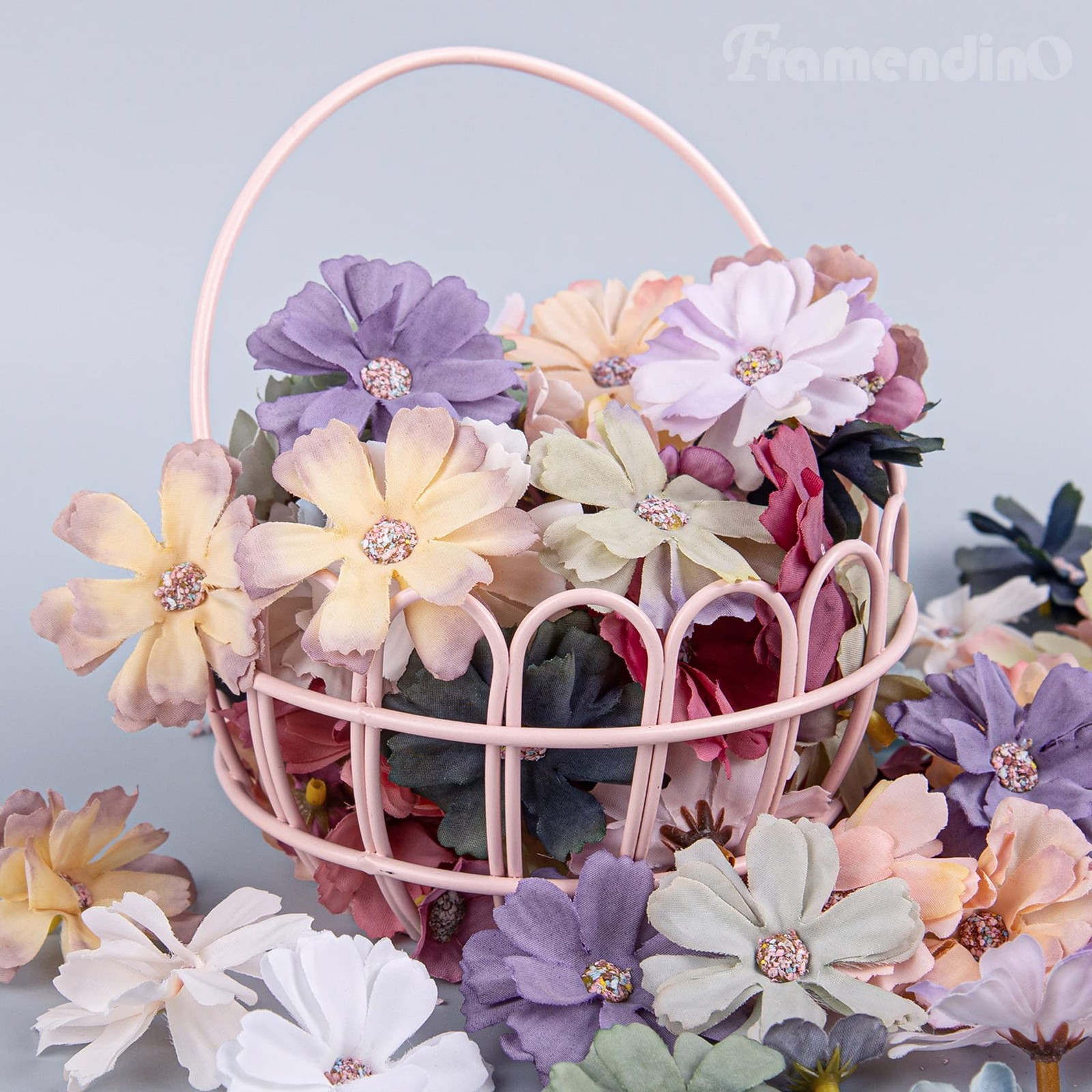60 PCS Colorful Faux Flower Heads Artificial Silk Daisy Peony Wedding Wreath