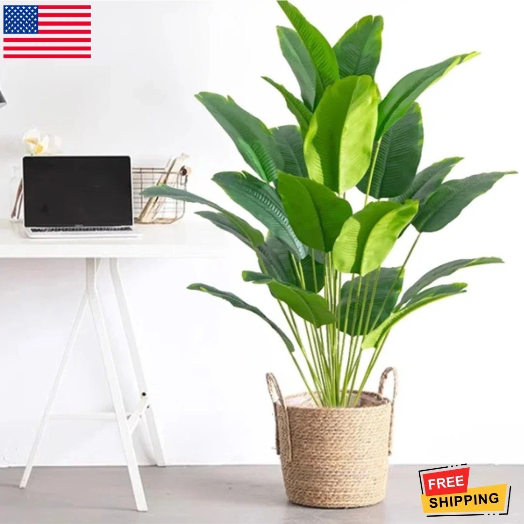 1pc Artificial Plants Large Tropical Palm Tree Fake Banana Plants Leaves Real