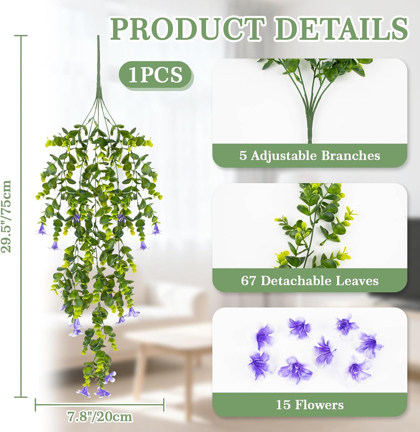 Artificial Hanging Flowers for Outdoors – Small UV Resistant Hanging Morning Glo