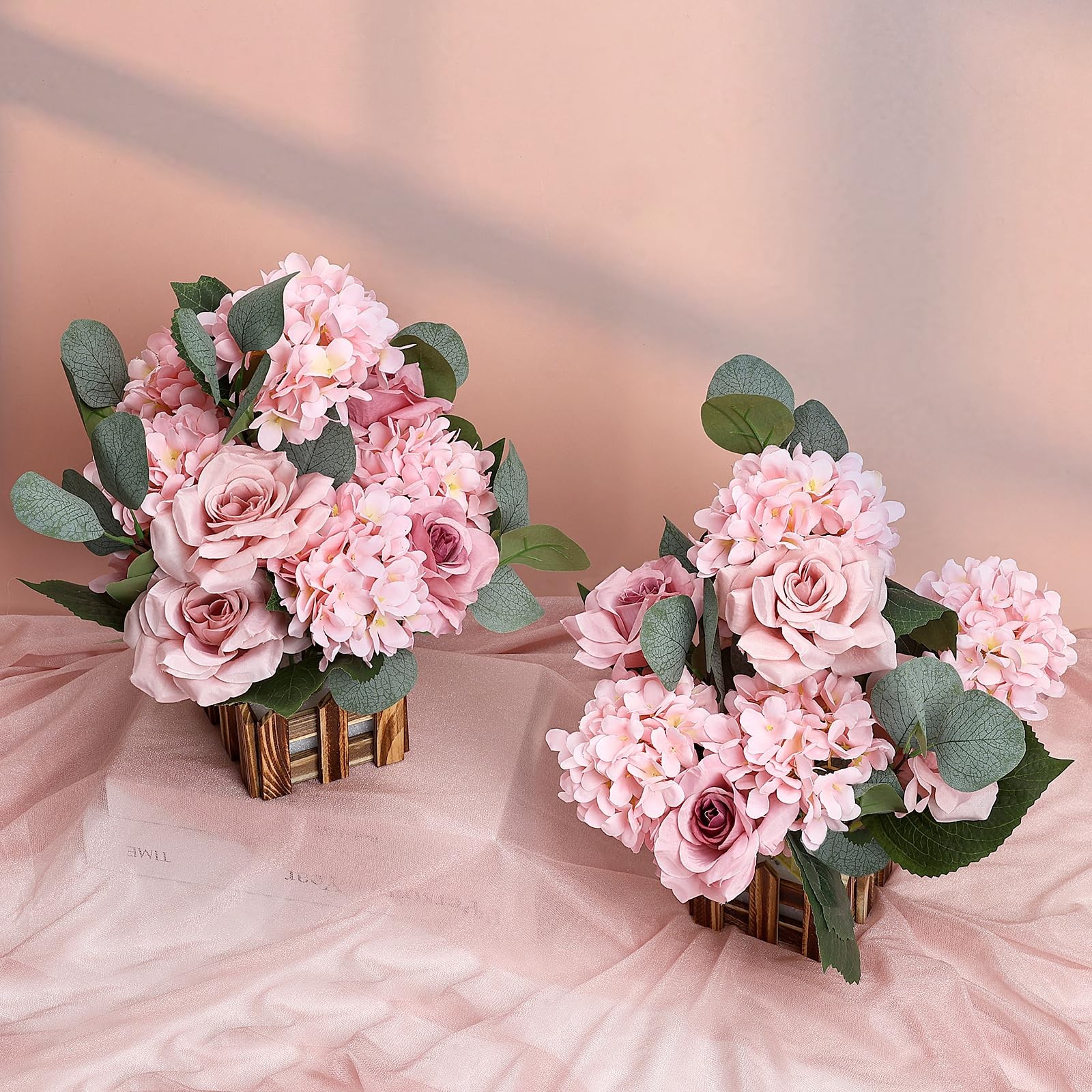 11.8’’ Tall Standing Artificial Flowers, 4Pcs, Dusty Pink