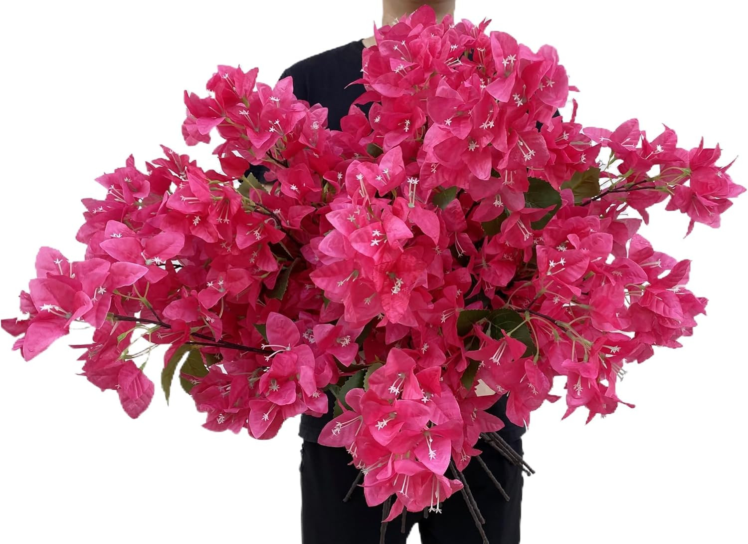 Pack of 20 – Artificial Bougainvillea Flower Stems Silk Fuchsia Bougainvillea Bu
