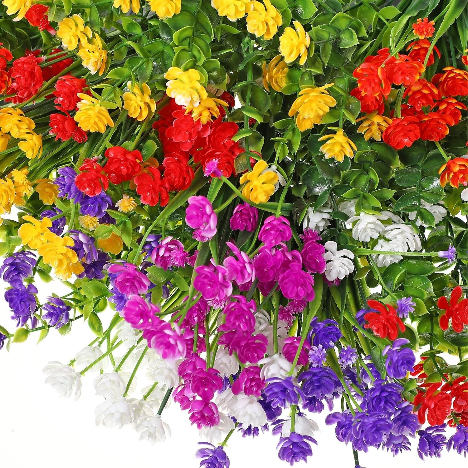 Vibrant 12 Bundles Faux Plants – Lifelike UV Resistant Floral Decor for Indoors