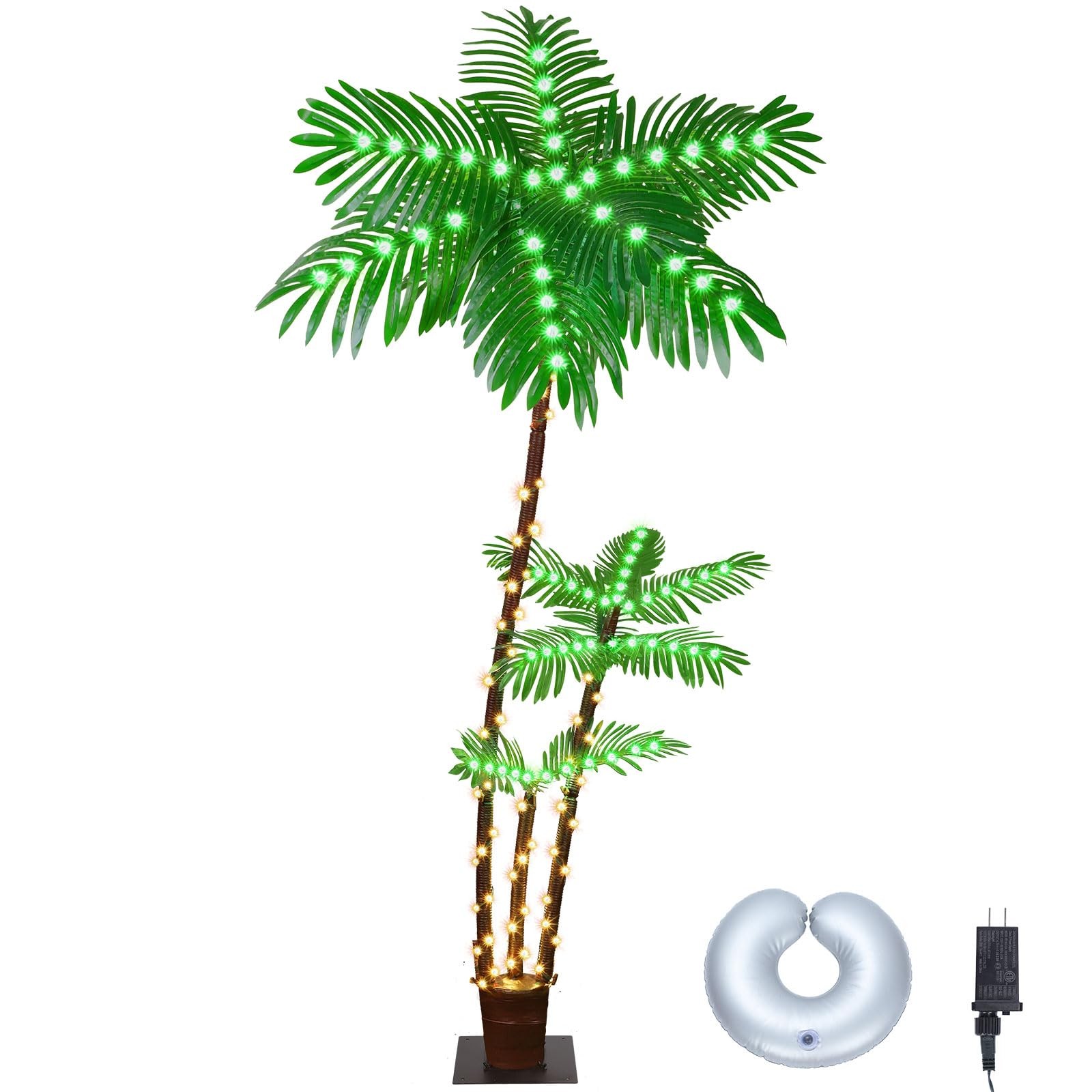6FT LED Palm Tree Outdoor Indoor Waterproof Tropical Island Decor Tiki Poolside