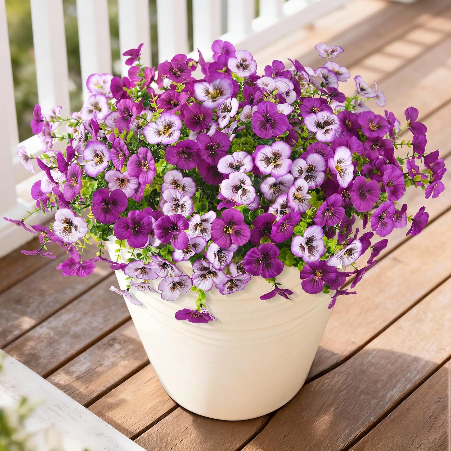 Artificial Fake Pansy Flowers Outdoor 12 Pcs Faux Silk Pansies Flower Spring