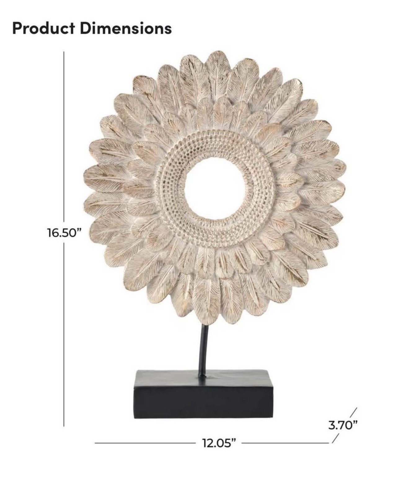 Boho Resin Bird Feather Ring On Wood Stand Cream