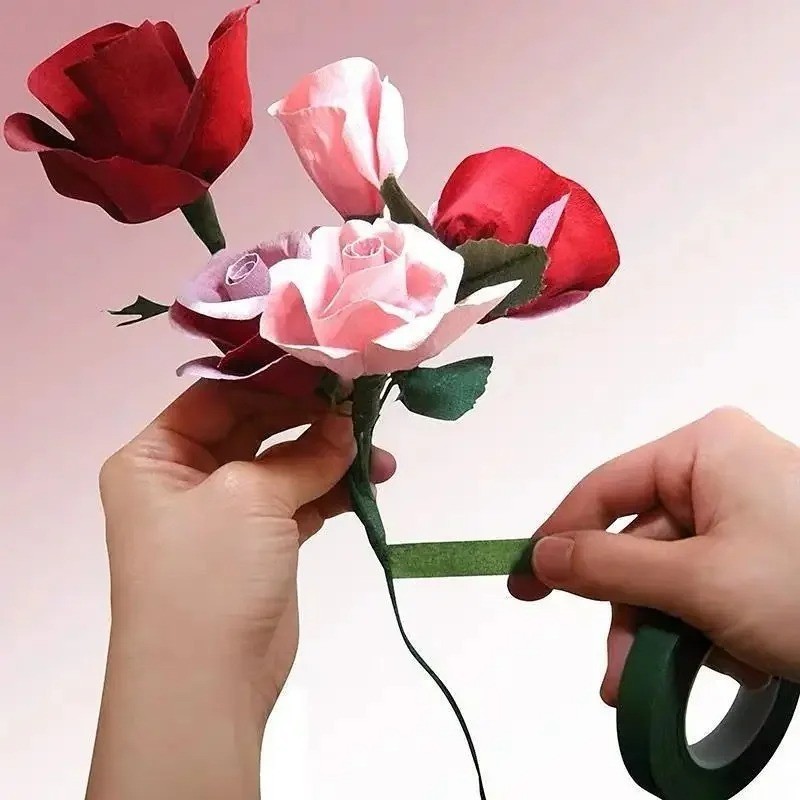 Florist Stem Tape Wire Floral Work Plastron Rose Flower Stamen Paper Wrap 20m