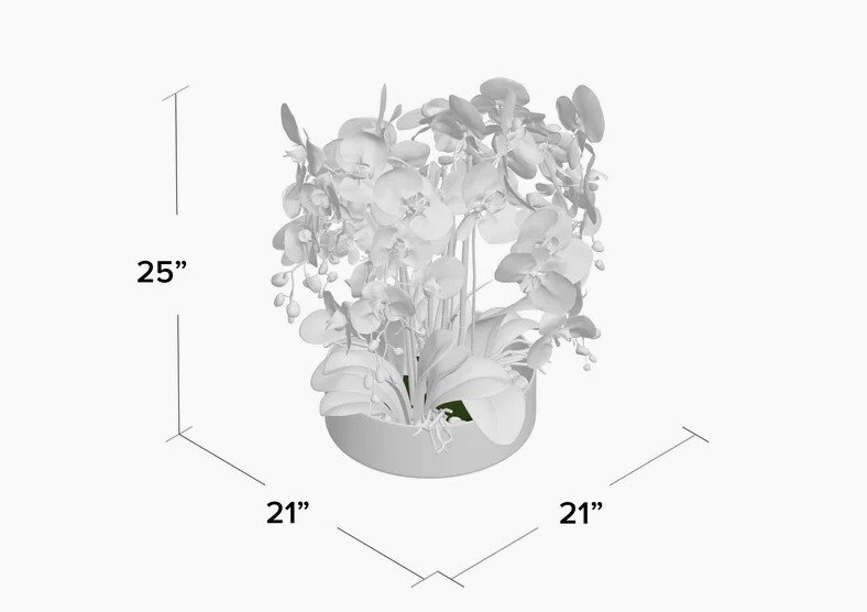 Bayou Breeze Large White Orchid Arrangement Centerpiece in Glass Bowl Rocks