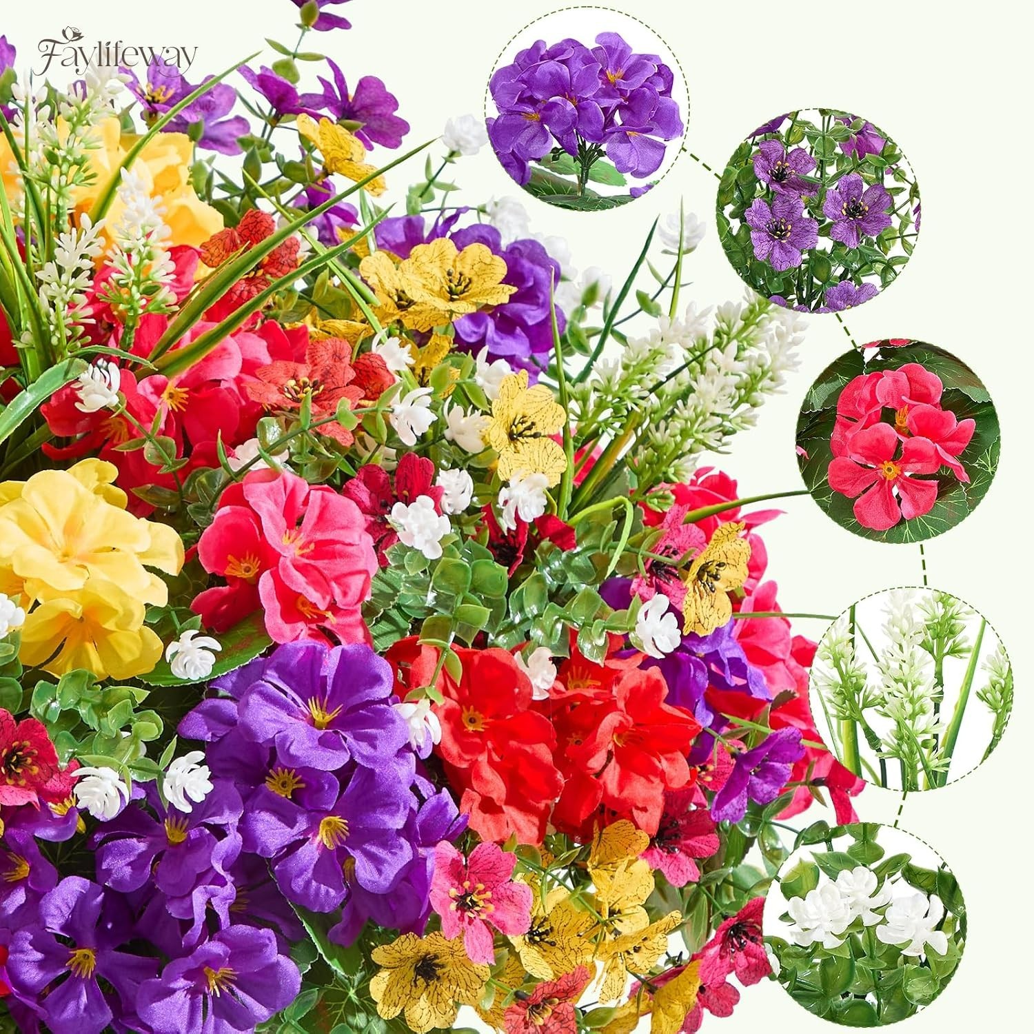Stunning 16 Bundle Silk Flowers: Adjustable and Weatherproof for Outdoors