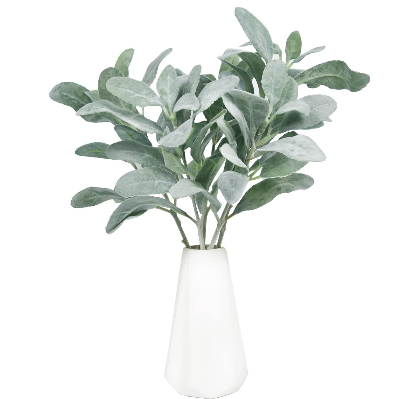 Tinsow Artificial Flocked Lambs Ear Leaves Dusty Miller Stems Flocked Oak Leaves