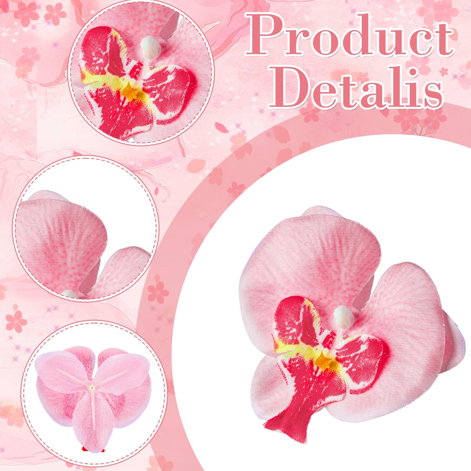 40 Pcs Colorful Artificial Orchid Head Bulk Faux Butterfly Orchid Petals Silk…