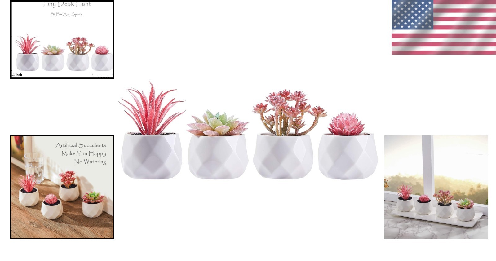 Realistic Faux Succulents Set – Eco-Friendly Indoor Decor for Home and Office