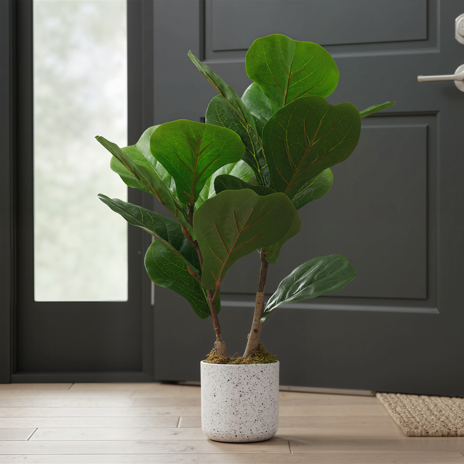 2Pack 15.7 In Artificial Plants Fake Fiddle Leaf Fig Lifelike Green Potted Plant
