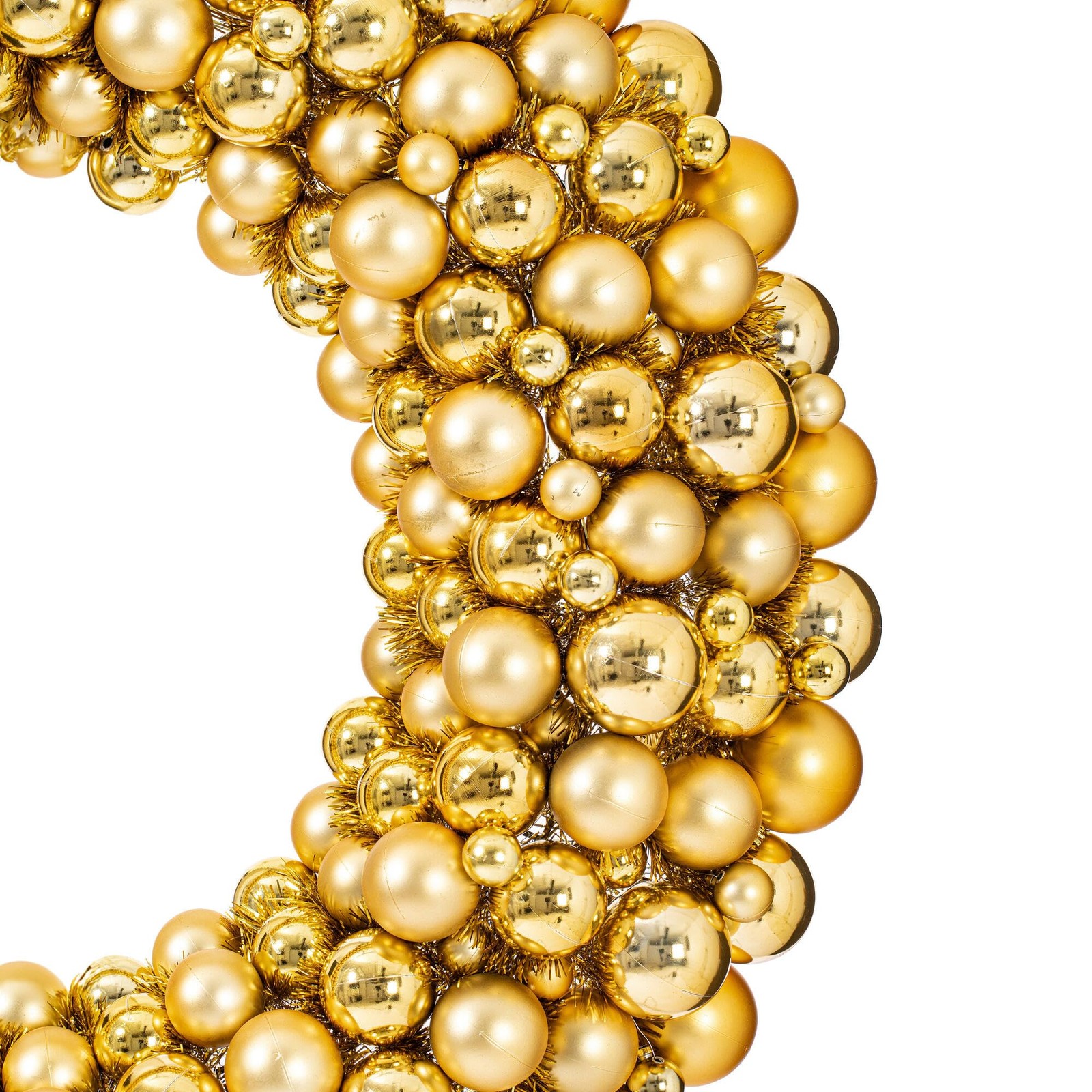Vickerman 24″ Contemporary Plastic Ball Wreath in Shiny and Matte Gold