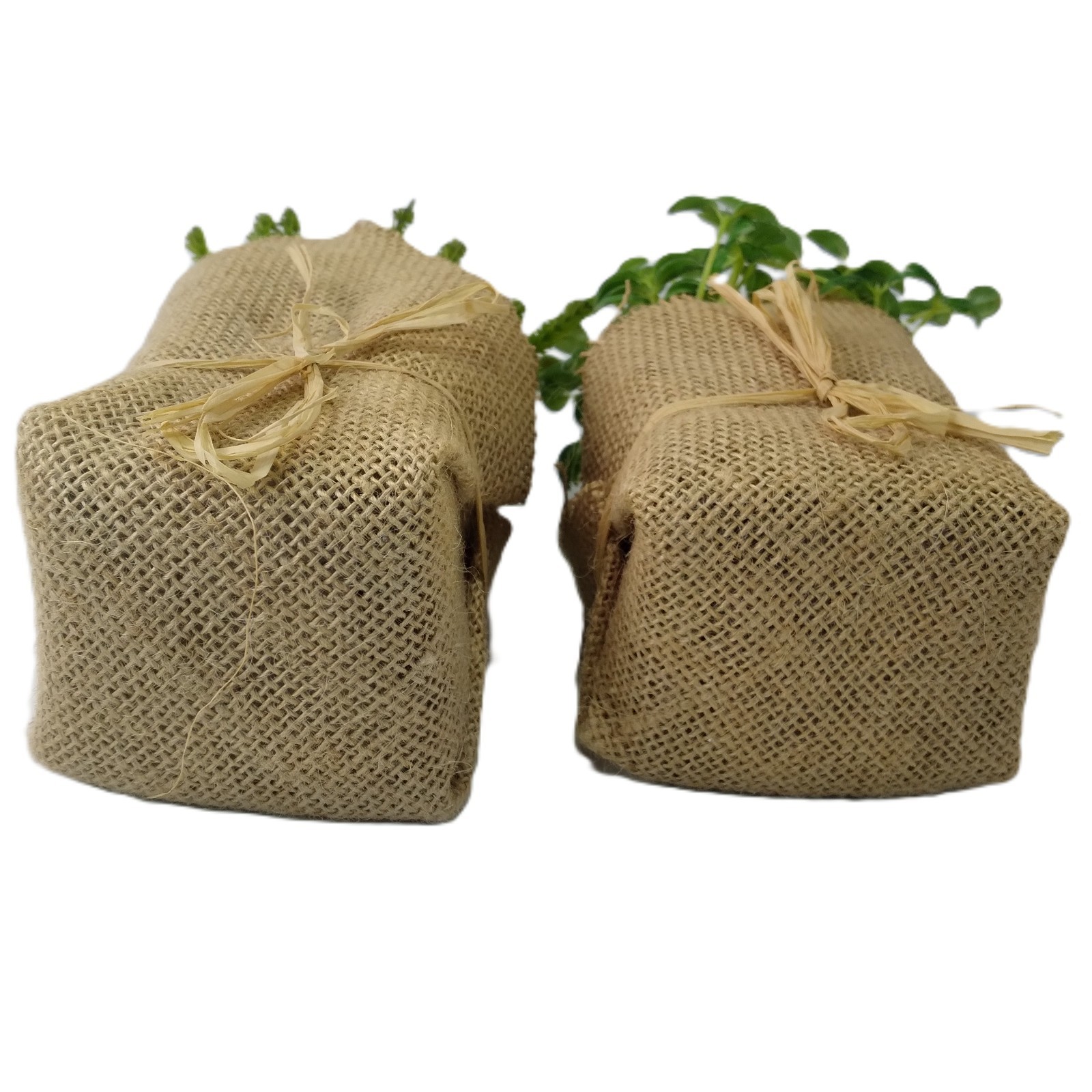 2 Pcs Small Artificial Plants Wrapped in Burlap Farmhouse Green Cottage 6.5-7″ T