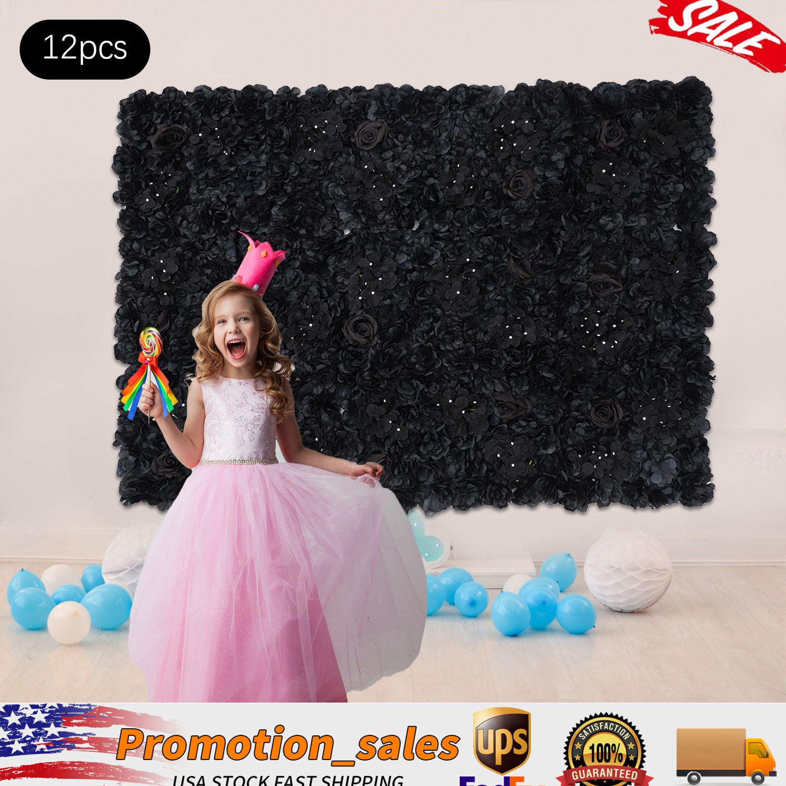 12Pcs Flowers Wall Panels Artificial Backdrop Hydrangeas Dahlias Roses Panels
