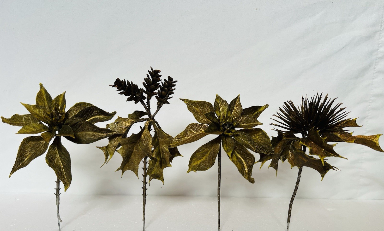 Artificial Gold vintage floral picks Set of 4