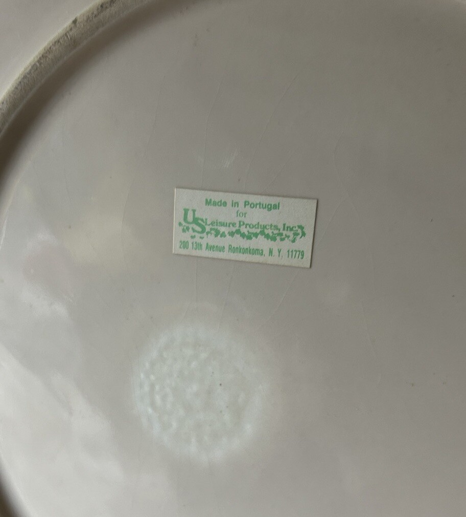 Exotic Artificial Floral Arrangement In A Porcelain Dish Made In Portugal