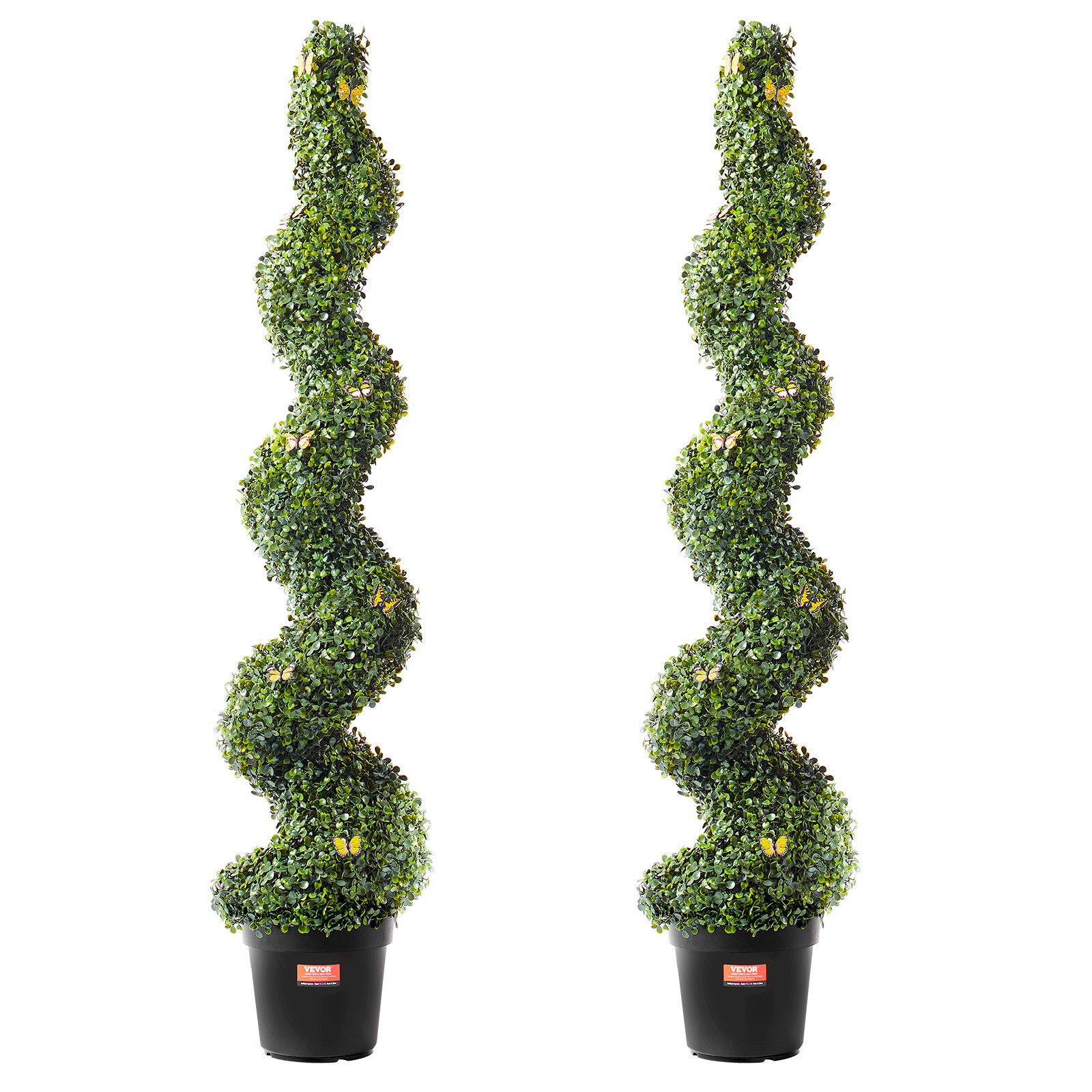 VEVOR 2 Pack 5′ Artificial Boxwood Topiary Tree Faux Plant UV Decor In/Outdoor