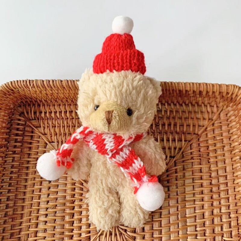 Christmas Bear Stuffed Animal Plush Doll Toy DIY Keychain Bouquet Materials Cake