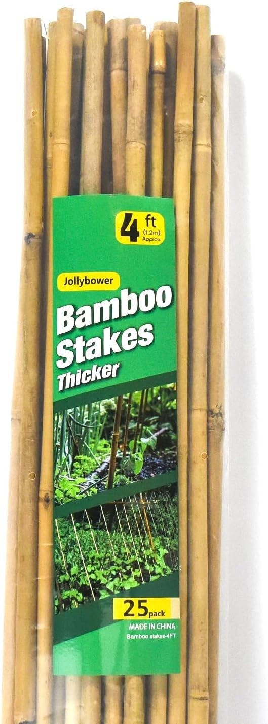 25Pcs 1/2″ D Thicker Heavy Duty Bamboo Stakes 4Ft Plant Stakes Natural Garden St