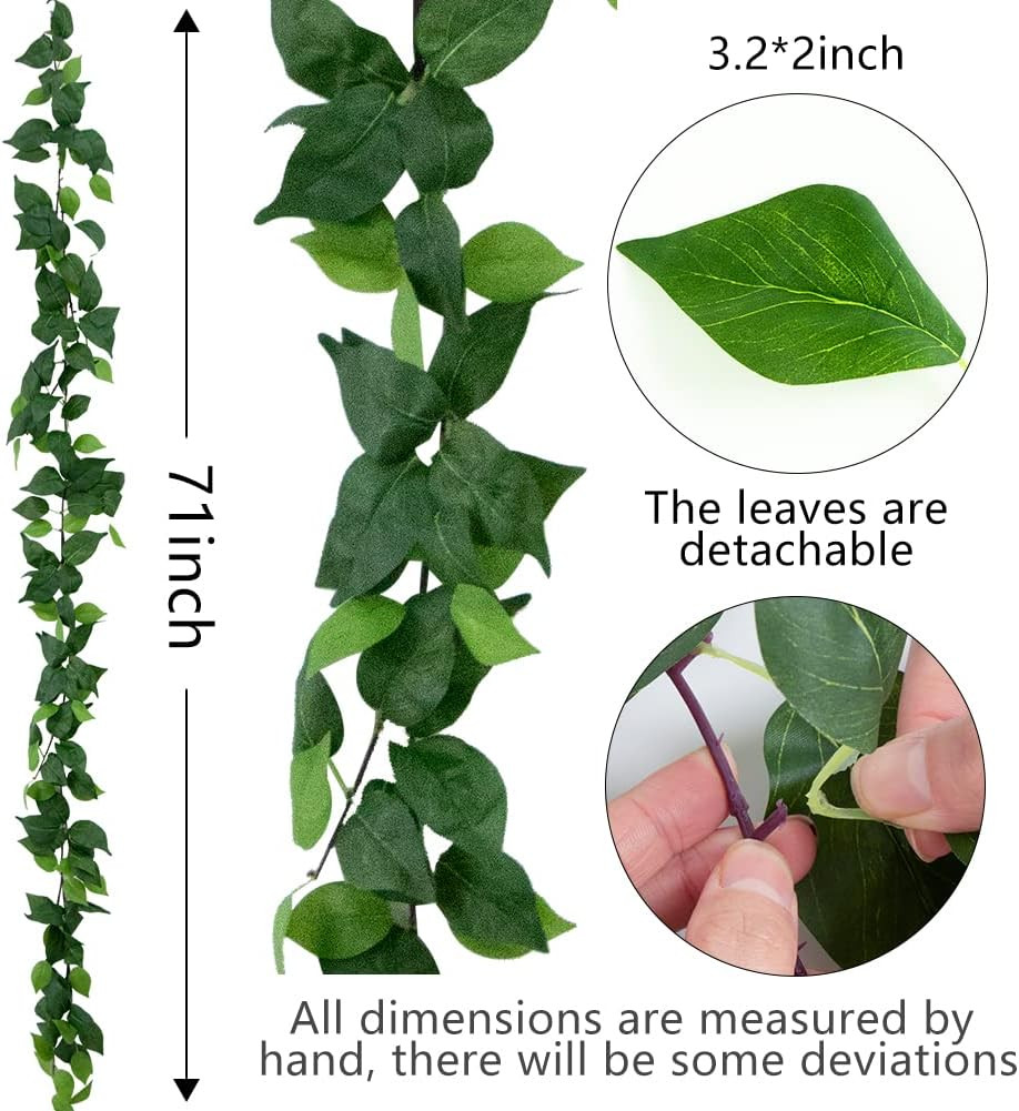 3 Strands Artificial Vines Kit, 71″ Silk Eucalyptus Ivy Garland Green Leaves Nat