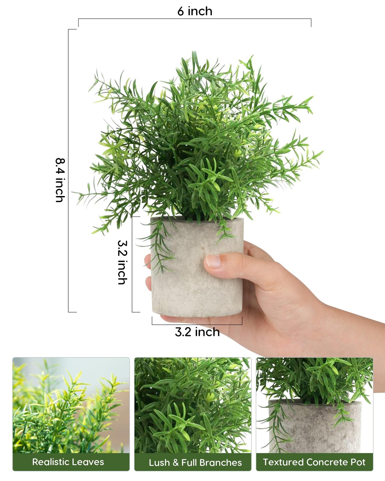 2Pcs Artificial Potted Rosemary Plants- Rustic Farmhouse Fake Shrubs for Deco…