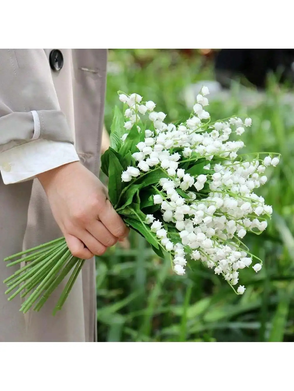 6/12Pcs Purple Lily of the Valley Silk Flower Bouquet Home Garden Wedding Party