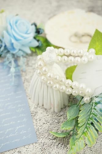 Light Blue Corsage and Boutonniere Set for Wedding Prom Artificial Rose Flow