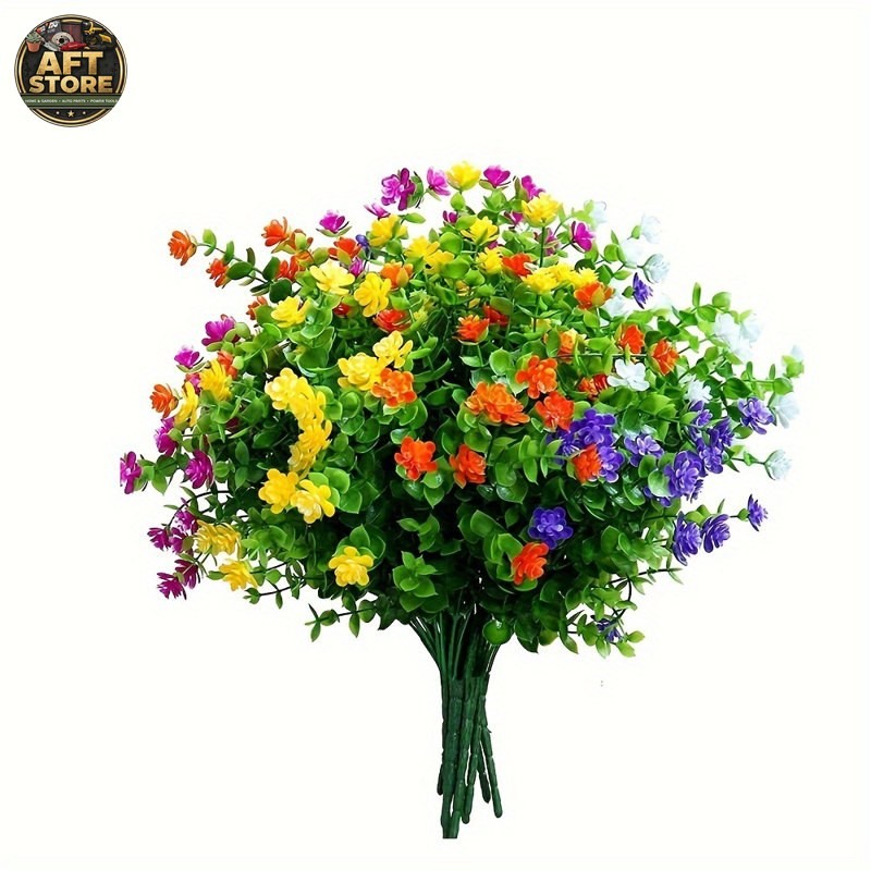 12 Pcs Primrue Artificial Flowers UV Resistant Mix Colors Home Decor