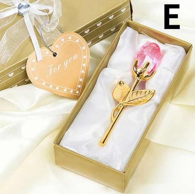 1pc Crystal Glass Rose Flower Figurine Romantic Home Wedding Gift Decor – NEW