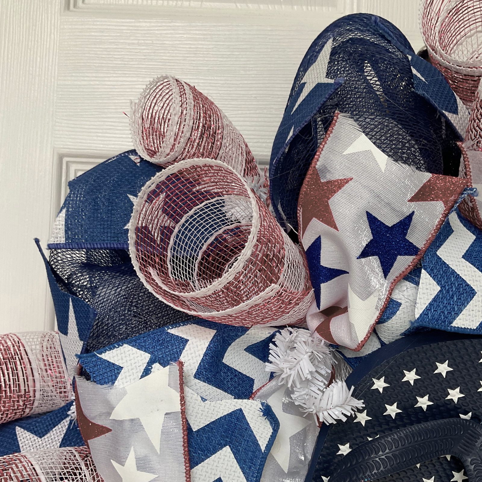 Patriotic Flip Flop Beach Handmade Deco Mesh Wreath