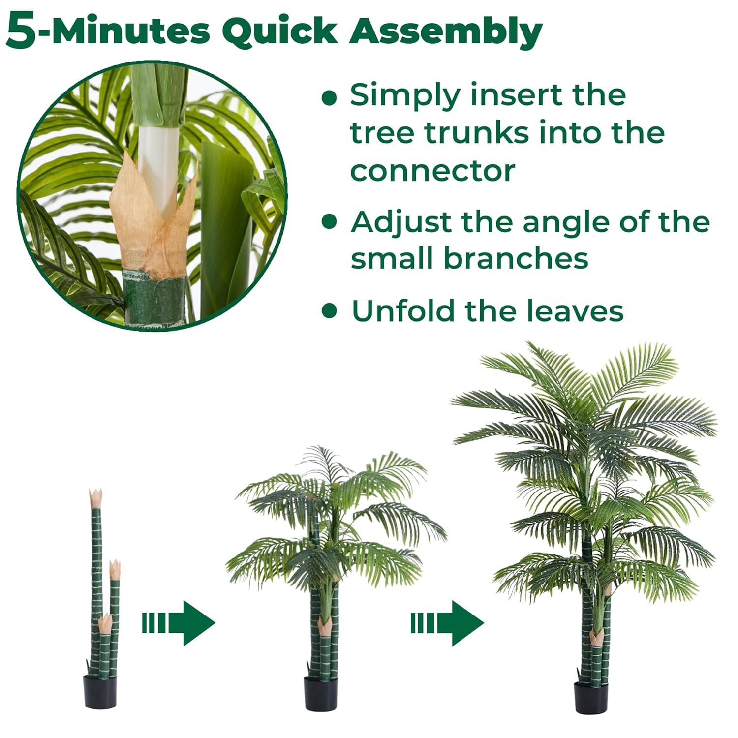 6ft Tall Golden Cane Palm Tree Artificial Faux Large Plant Decorations For Sale