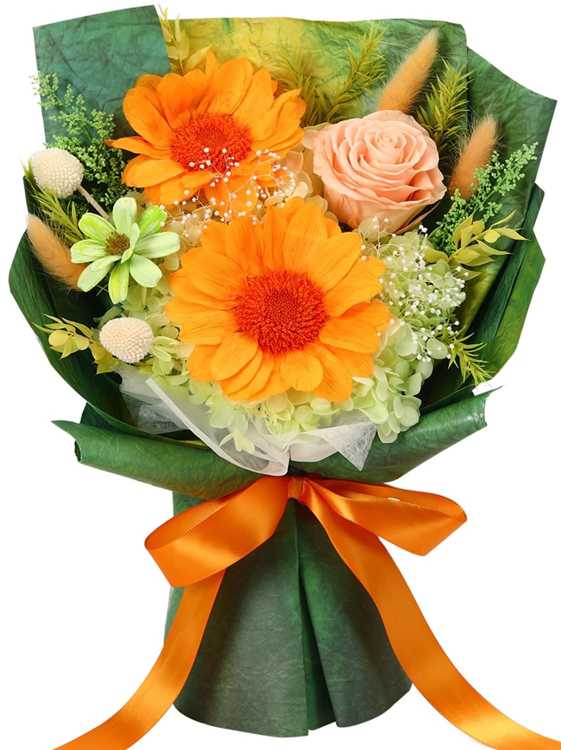 Preserved Sunflower Bouquet Green Forever Flowers Gift Box Women Anniversary