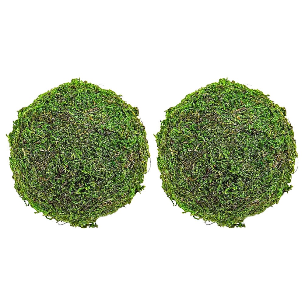 2Pcs Reusable Green Moss Ball Decor Foam Plastic for Garden and Home