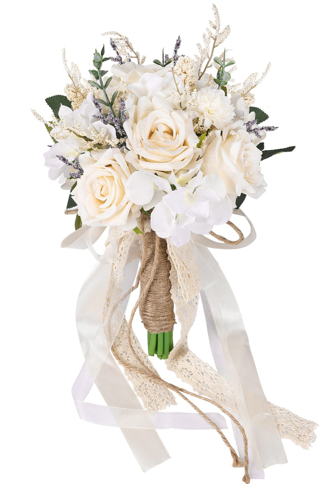 Wedding Bouquets for Bride Bridesmaid, White Champagne Artificial Roses Flowe…