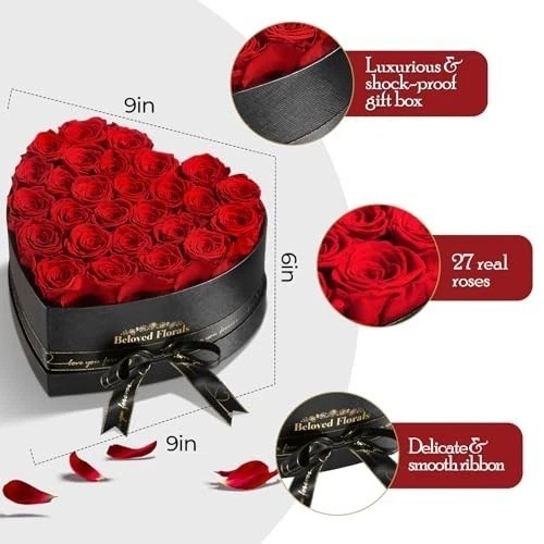 Preserved Roses Box 27 Eternal Flowers Gift for Women Mom Wife Girlfriend