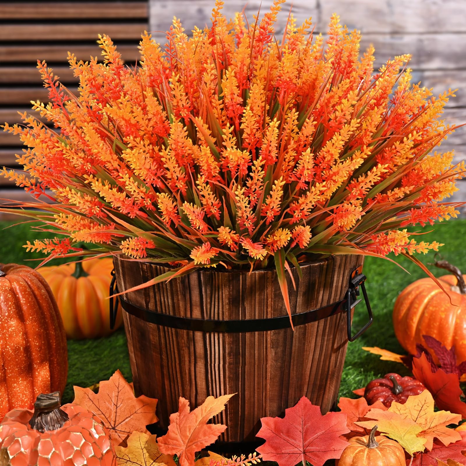 Fake Mums Fall Decor, 36 Bundles UV Resistant Faux Mums for Outdoor Planters,…