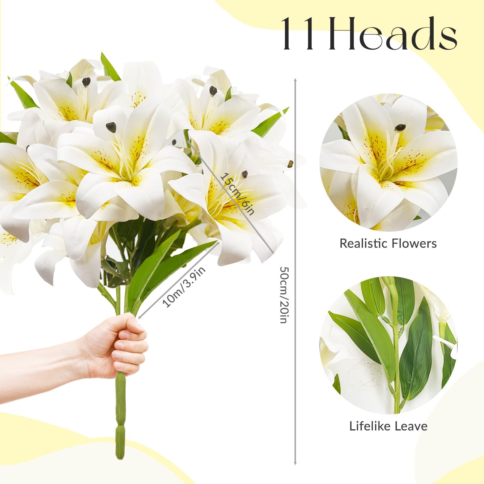 11Heads Artificial Lily Flowers,Long Stem Faux Flowers with Buds,Tiger Lily A…