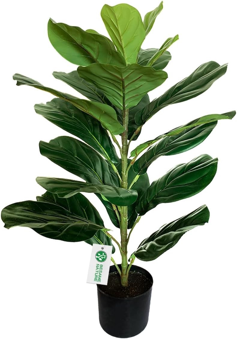 Chic 30-Inch Artificial Ficus Lyrata with Realistic Silk Leaves for Indoor Decor