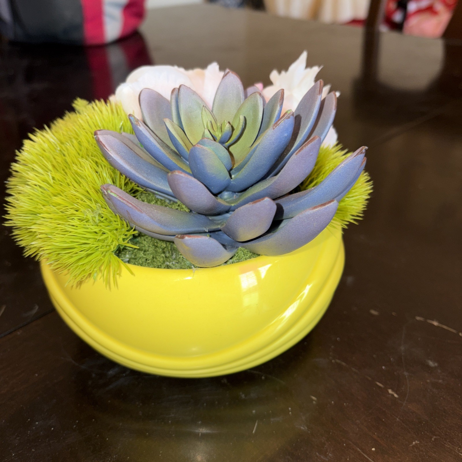 7″ Artificial Succulent Arrangement Centerpiece Fake Succulent Plants in Yell…