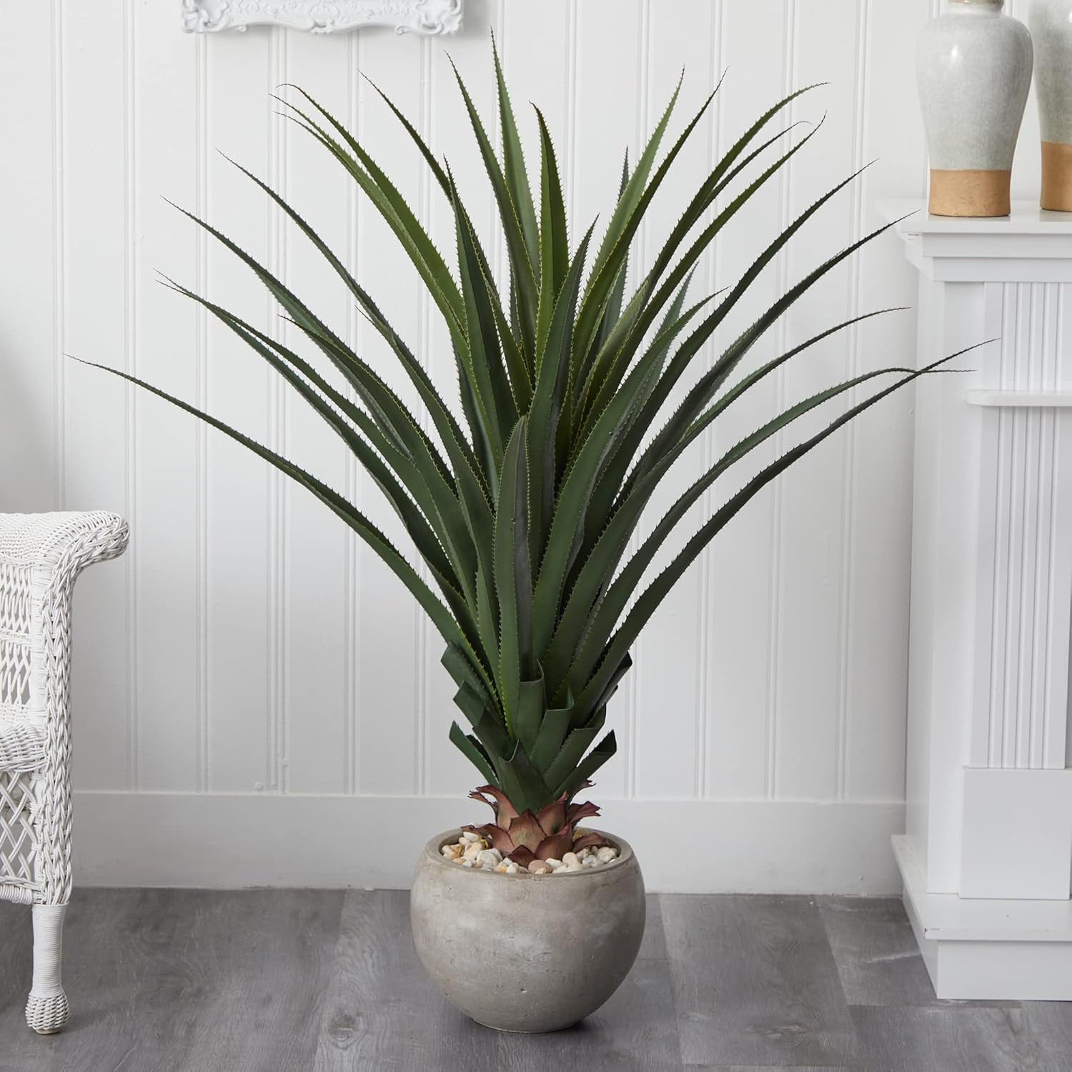 Spiked Agave Plant in Sand Bowl – Perfect for Indoor/Outdoor Decor