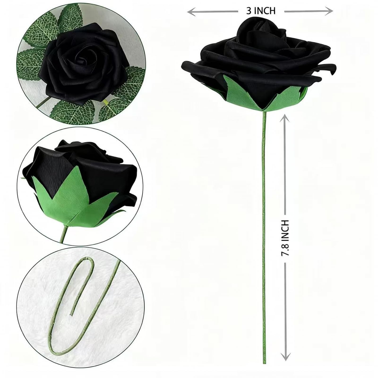 Yaqulen 60Pcs Artificial Foam Rose Flowers with Stems Red for Decorations